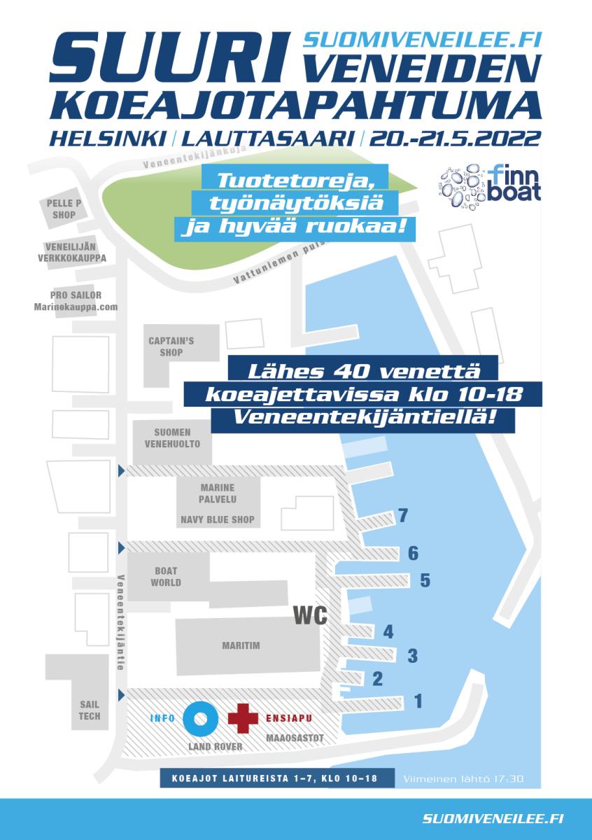 Veneiden koeajopäivä tapahtuma-alueen kartta