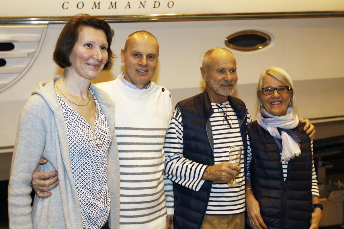 Selboat Oy:n vetäjät ja taustahenkilöt, vasemmalta Cristelle ja Raimo Selén, Klaus Selén ja Leena Vento-Selén.